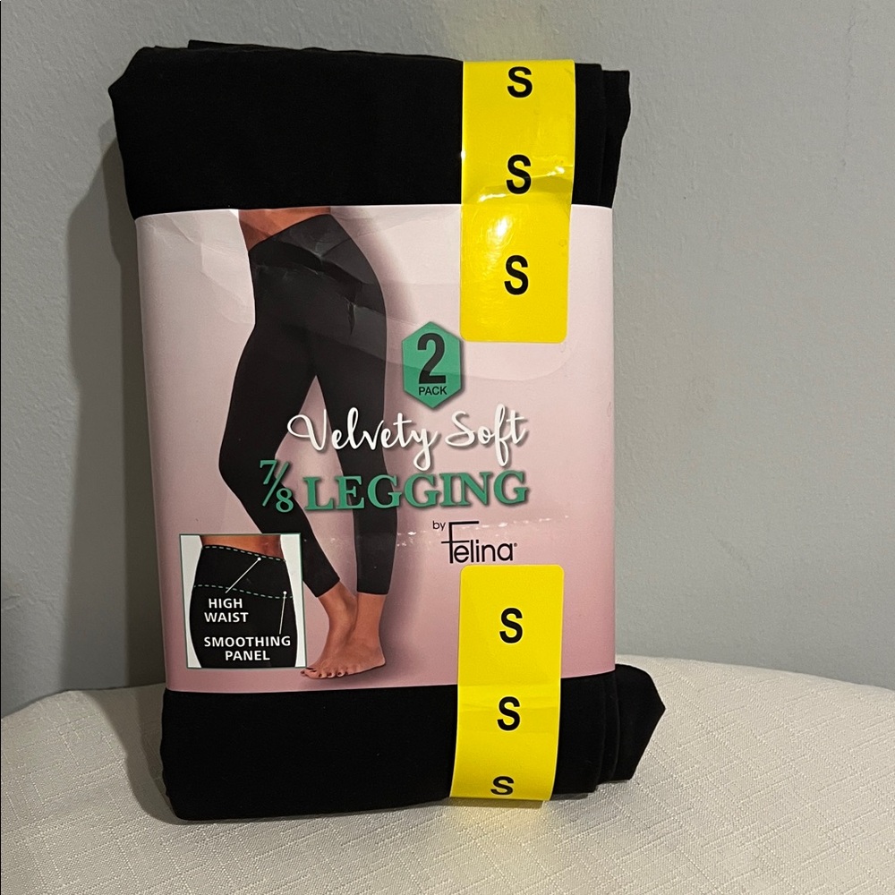 Felina Velvety Soft Black Leggings 2-Pack